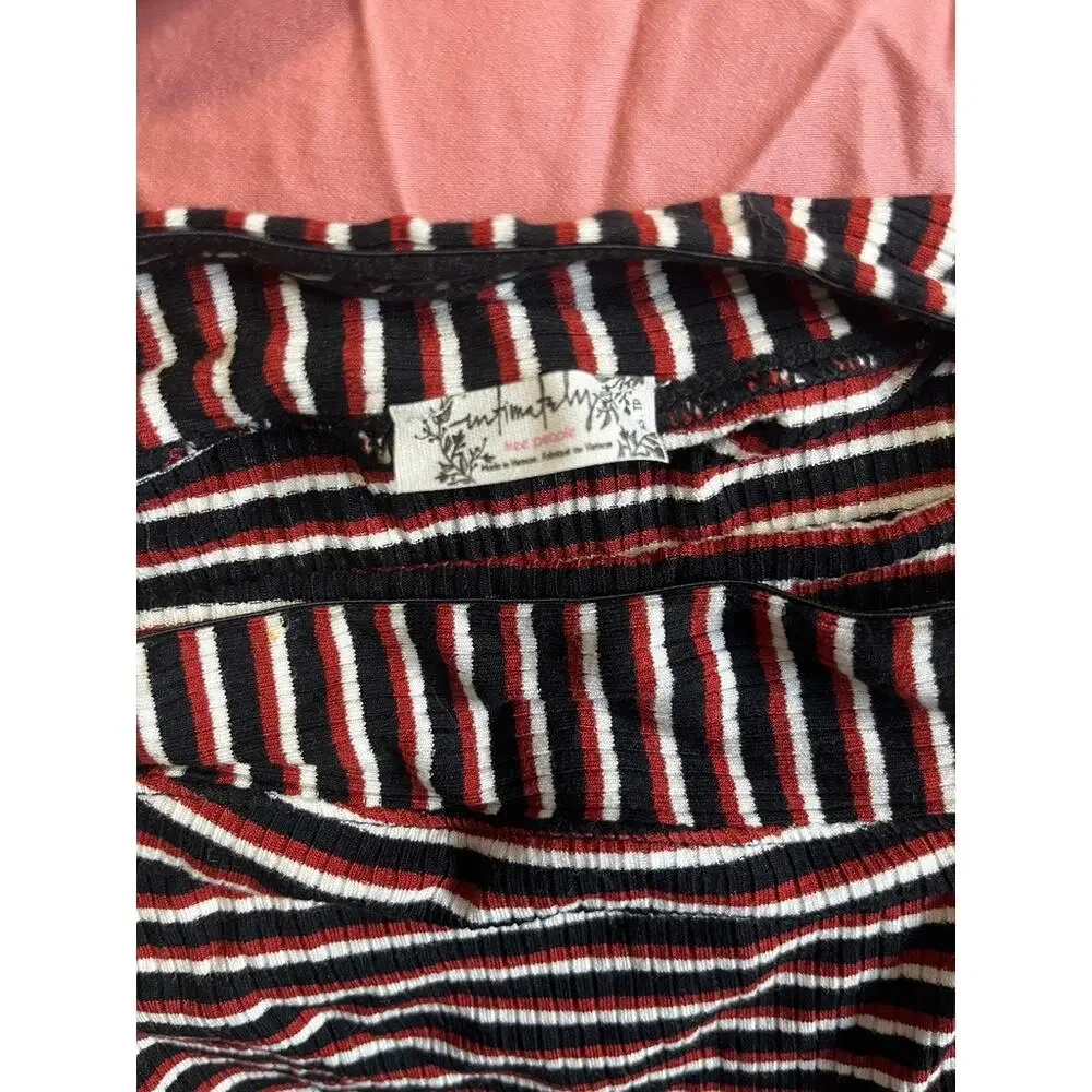 Intimately Free People Red & Black Stripe Ribbed Tube Top Size XS